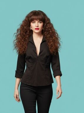 Pinup Couture Black Rockabilly Blouse Deep V-Neck Back Zip XL